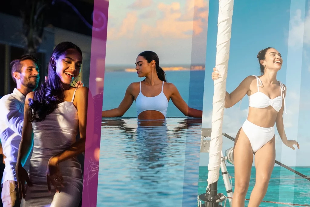 collage of women enjoying resort