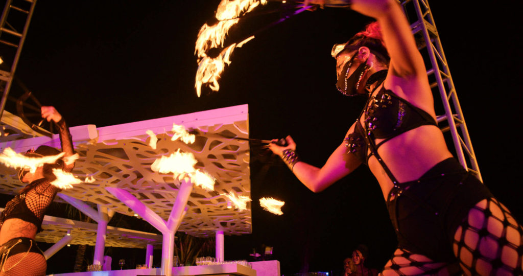 Fire dancer at a resort
