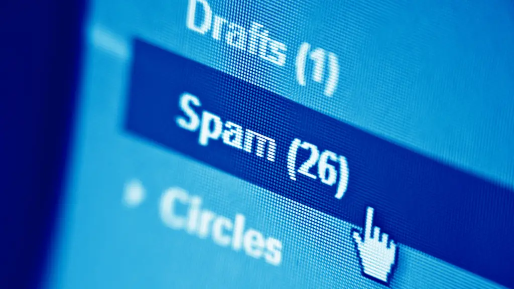 Closeup of email provider with the cursor hovering over the spam inbox