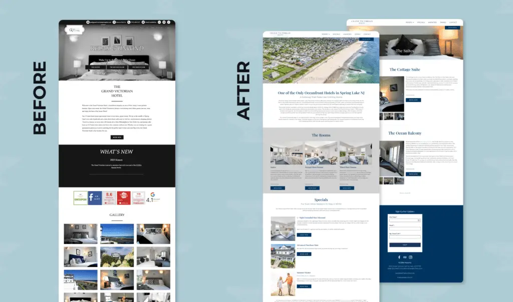 The Grand Victorian Website before and after