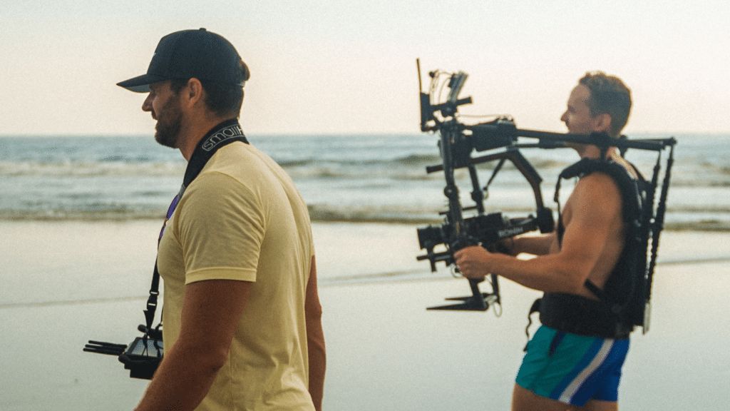 Tourism video marketing crew on beach