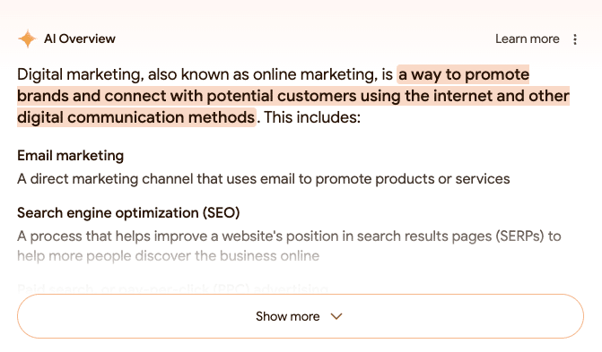 AI Overview of digital marketing