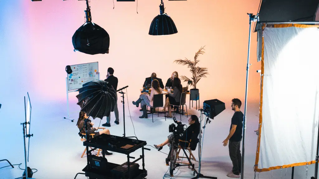 Crew creating an explainer video