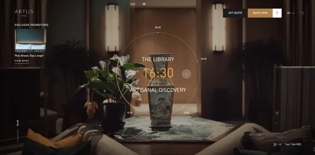 Artus hotel website header