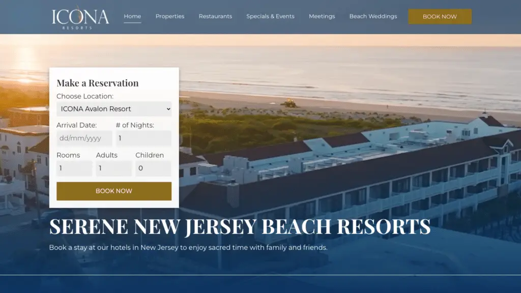 Hotel website header