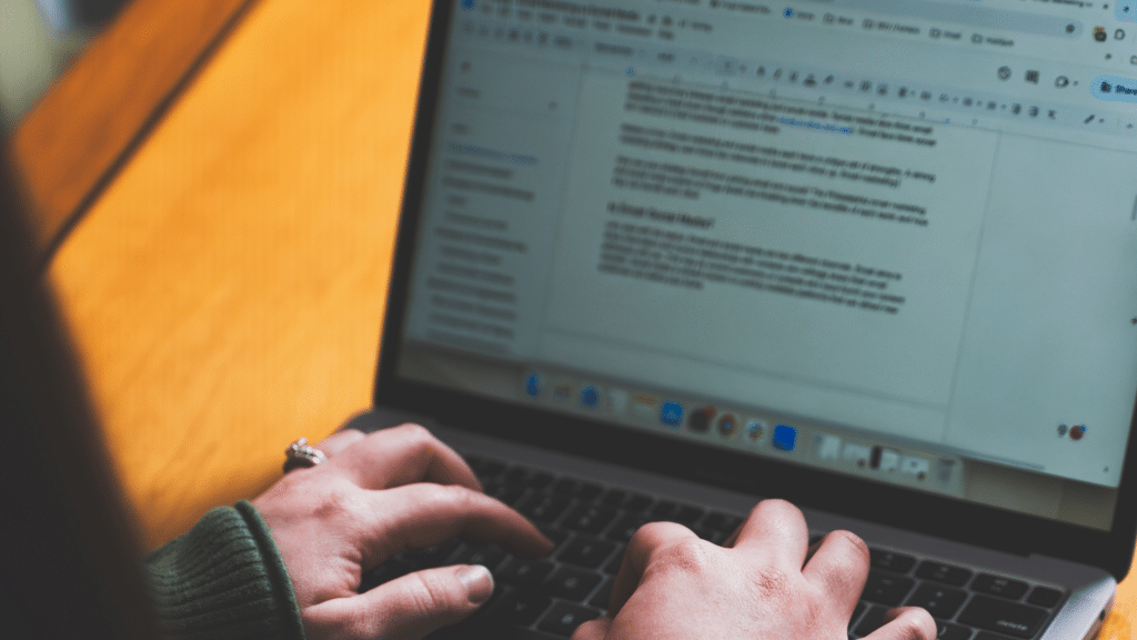 Person writing website content