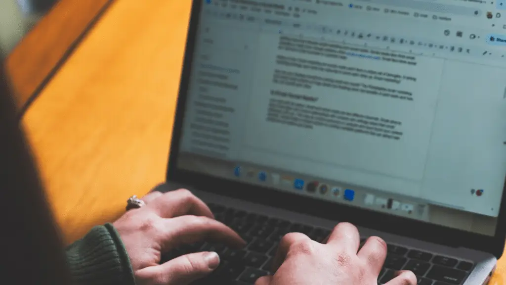 Person writing website content