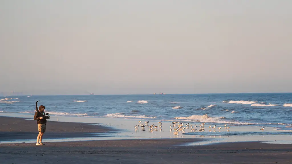 Tourism video crew member filming on the beach