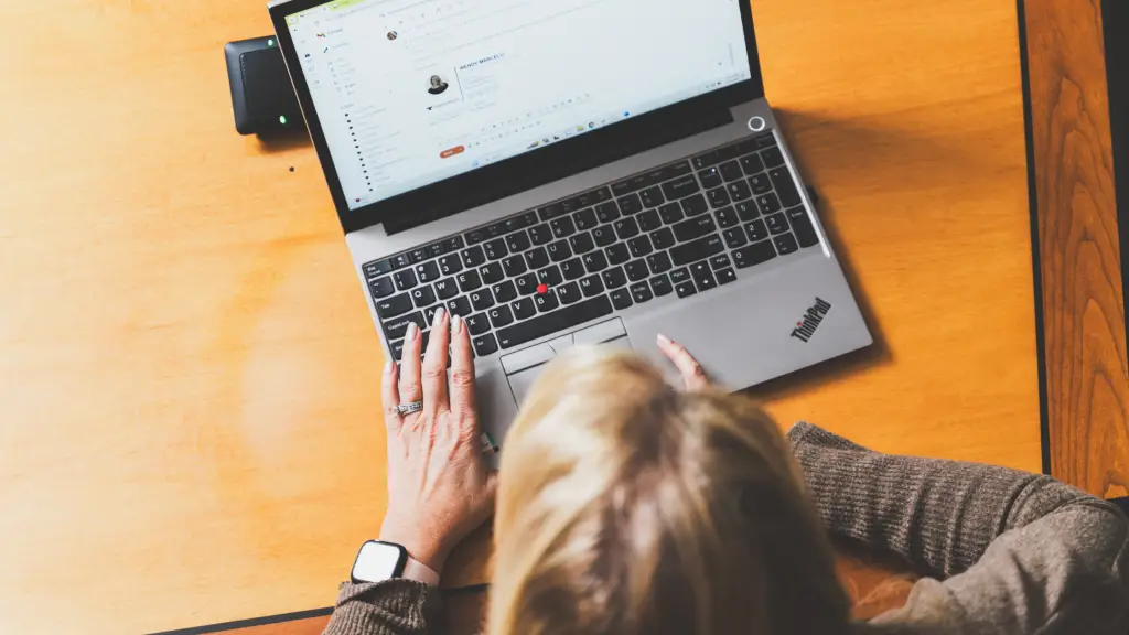 Person looking at a email on their laptop